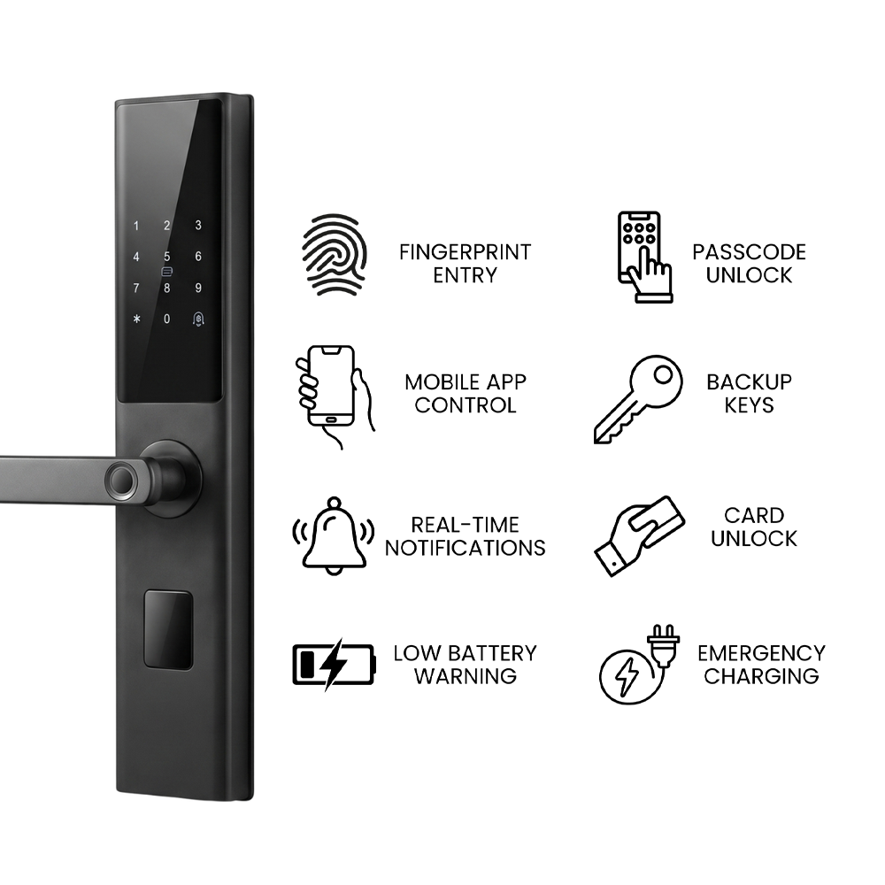 Grisoll VANTA smart lock key features, including six keyless entry methods