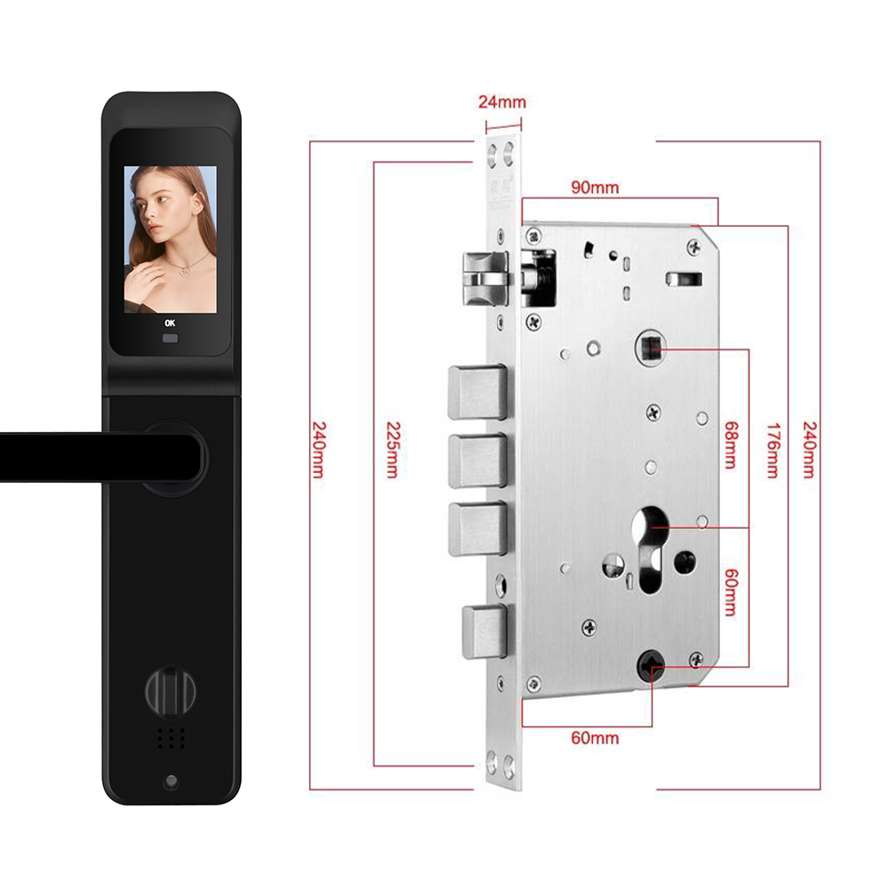 Grisoll JUNO+ smart lock with mortise lock dimensions