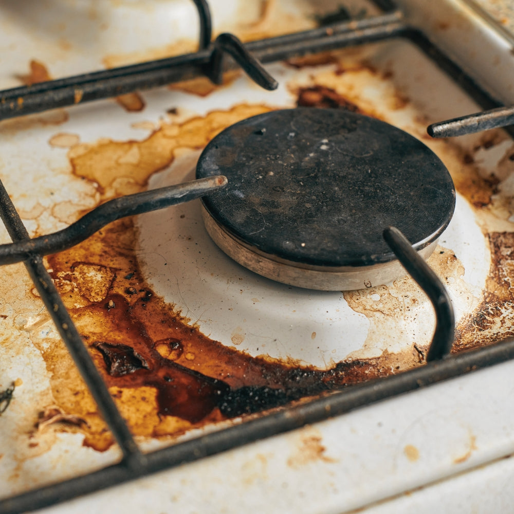stained stove top - pressure steam cleaner - grisoll